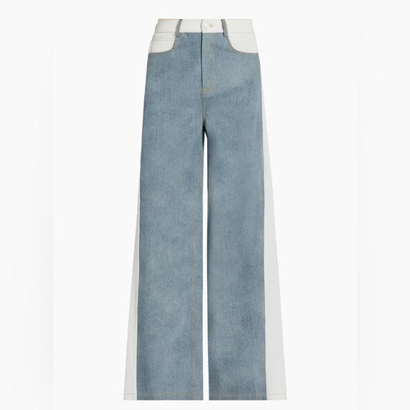 New NWT The Femm Perrie Colorblocked Flared Jeans denim wide leg revolve - Picture 2 of 9